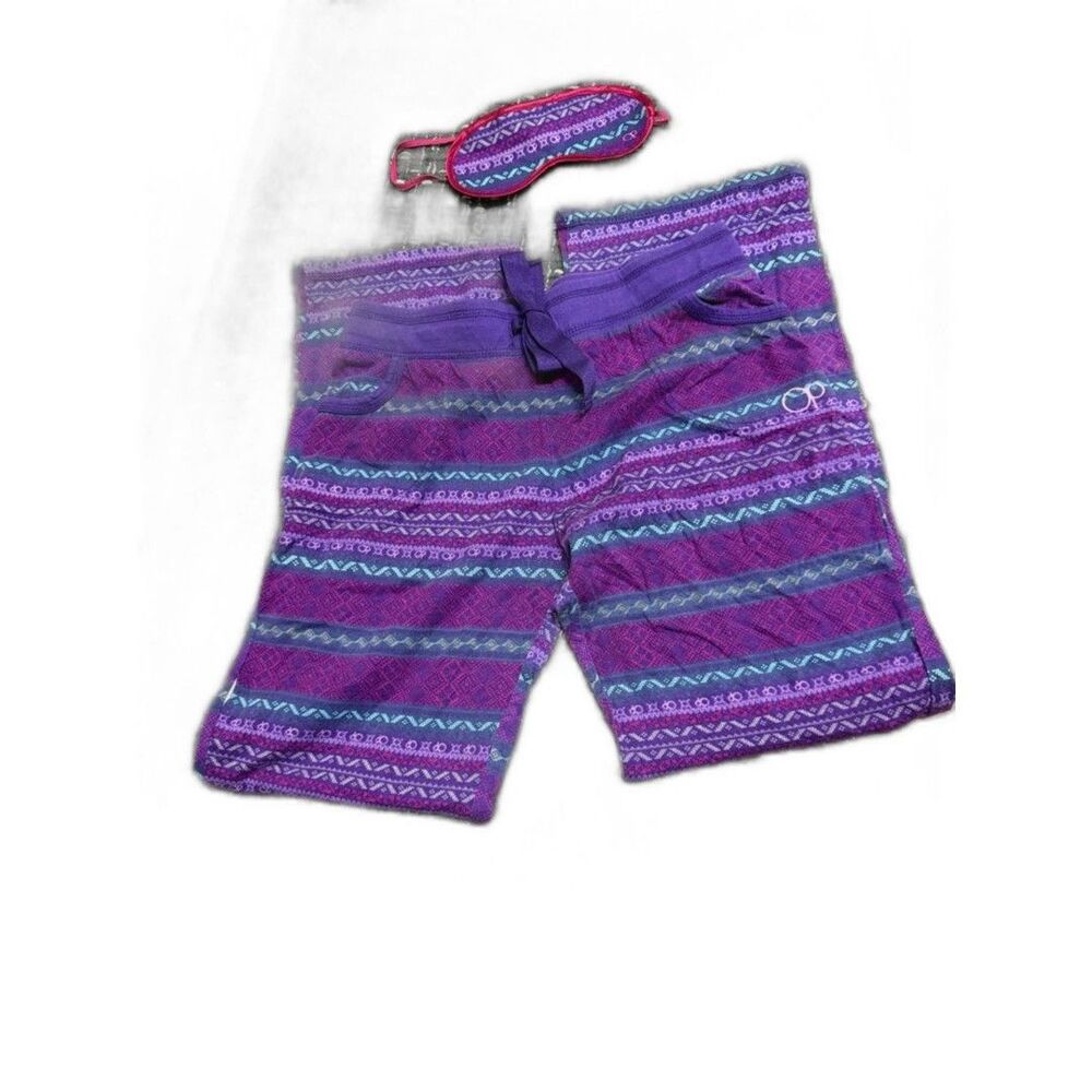 OP Purple Cotton Lounge pants with sleep mask